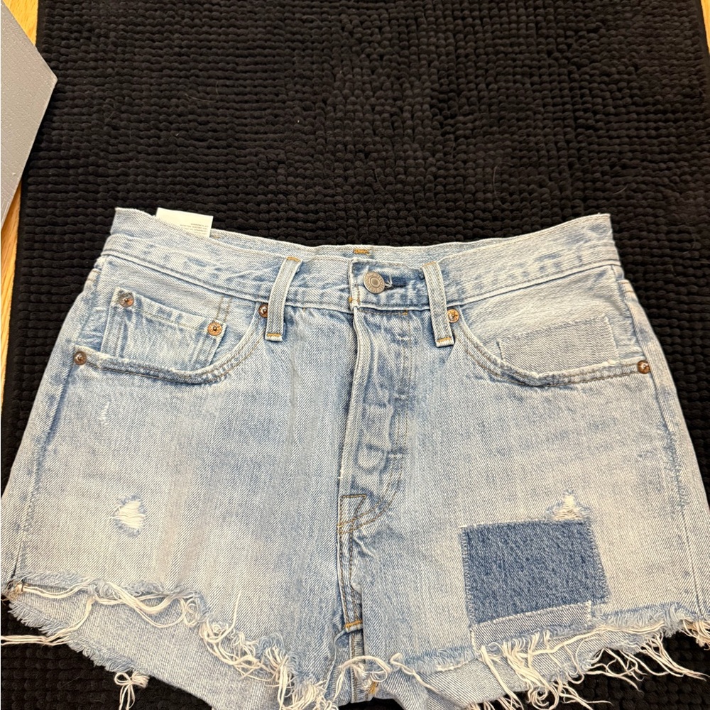 Levi's Blue Jean Shorts Distressed Frayed Hem